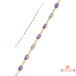 Bracelet en Plaqué Or avec Pierres d'Améthyste - Carla Nogueres, Garantie 2 ans