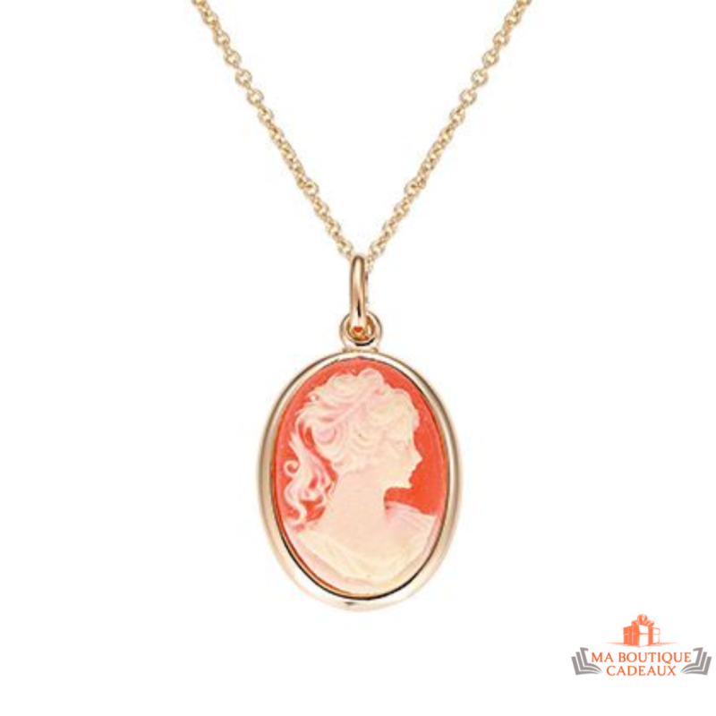 Collier Pendentif Carla Nogueres Motif Portrait "Camée", Garantie 2 ans