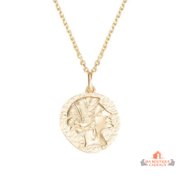 Pendentif Plaqué OR Portrait pièce monnaie grecque