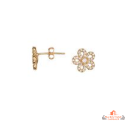 Boucles d'oreilles en Plaqué OR Fleurs et oxyde de zirconium - Carla Nogueres - Garantie 2 ans