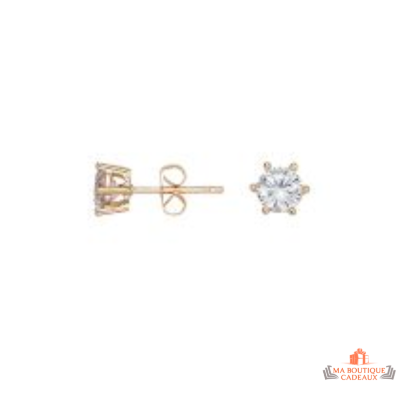 Boucles d'oreilles en Plaqué OR Diamant et oxyde de zirconium - Carla Nogueres - Garantie 2 ans