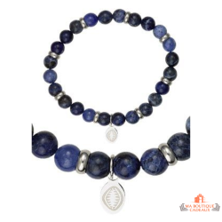 Bracelet Homme en Acier avec Pierre Naturelle Bleue - Carla Nogueres, Garantie 2 ans