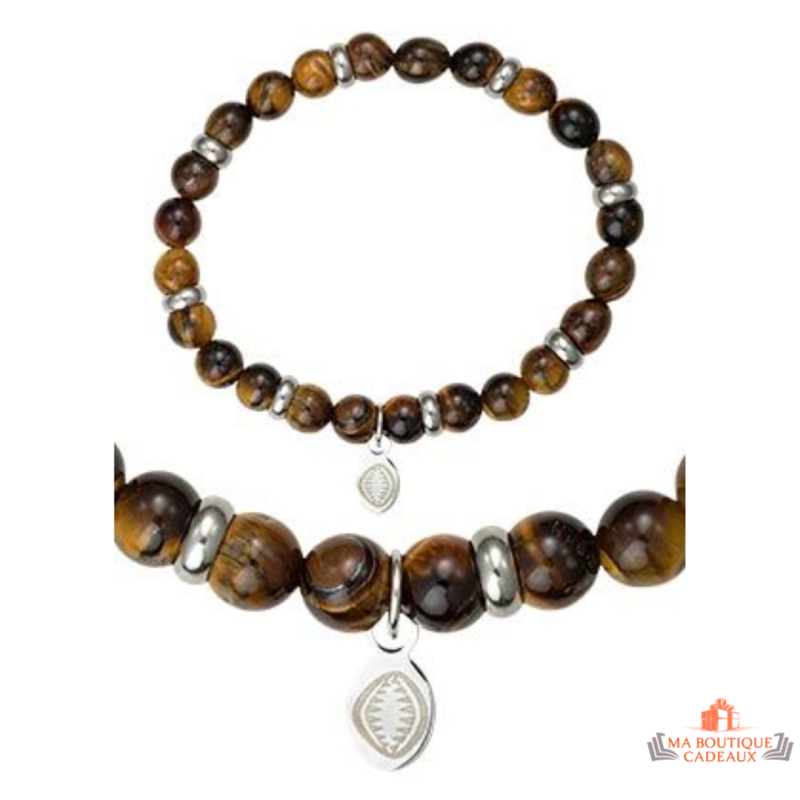 Bracelet Homme en Acier avec Pierres Naturelles Noires - Carla Nogueres - Garantie 2 ans