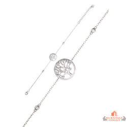 Bracelet Carla Nogueres motif arbre de vie avec pierre de zirconium en argent 925/1000 avec garantie 2 ans.