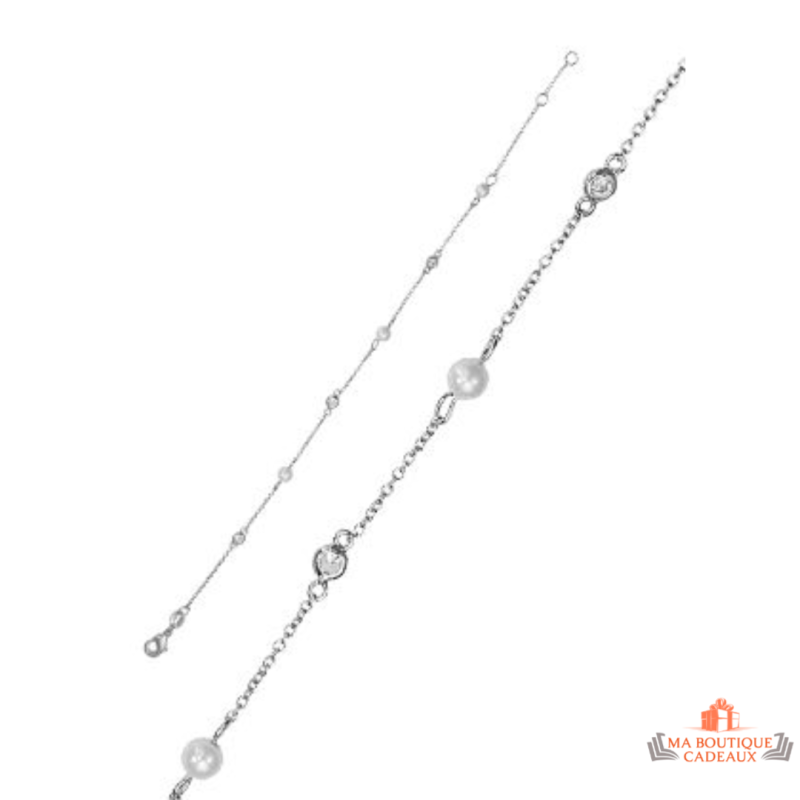Bracelet Argent Perle Grise