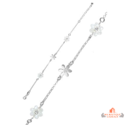 Bracelet Argent Fleur Perle Blanche