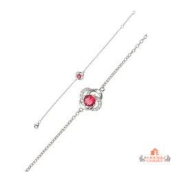 Bracelet Argent Enlacé Rouge