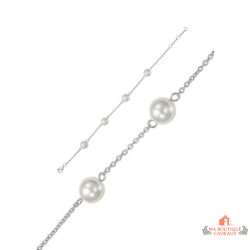 Bracelet Argent Perle Blanche