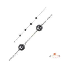 Bracelet Argent Perle Grise