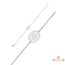 Bracelet Carla Nogueres motif tête de lion en argent 925/1000 avec garantie 2 ans.