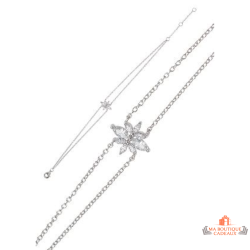 Bracelet Carla Nogueres motif fleur de lotus en argent 925/1000 avec garantie 2 ans.