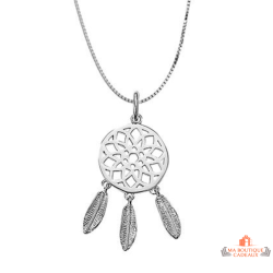 Carla Nogueres Collier Pendentif Attrape Rêve en Argent 925/1000 avec Garantie 2 ans