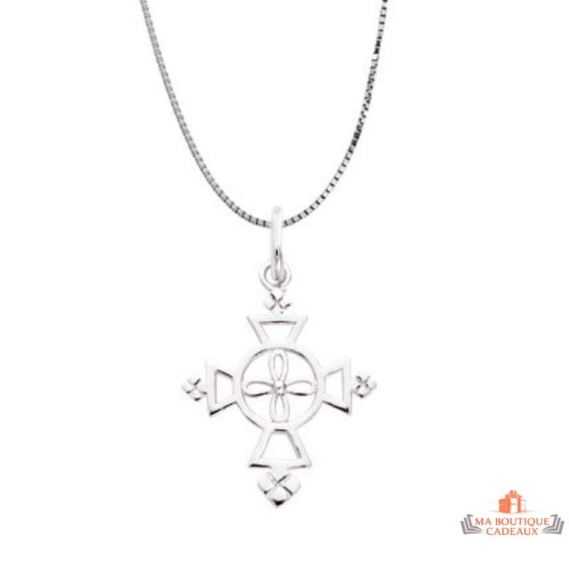 Carla Nogueres Collier Pendentif Croix en Argent 925/1000 avec Garantie 2 ans