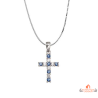 Carla Nogueres Collier Pendentif Argent 925/1000 Croix Oxyde de Zirconium Pierres Bleu Saphir Garantie 2 ans