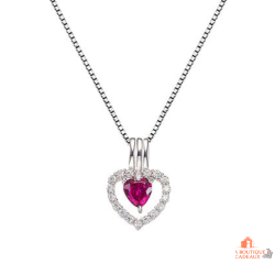 Pendentif Argent Coeur Rouge