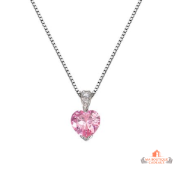 Pendentif Argent Coeur Rose