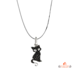 Pendentif Argent Chat Noir