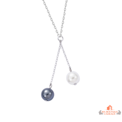 Pendentif Argent Deux Perles