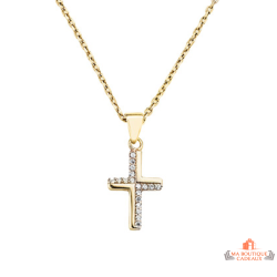 Collier Pendentif Plaqué Or avec Croix en Oxyde de Zirconium Carla Nogueres Garantie 2 ans