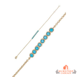 Bracelet Plaqué OR ensemble de pierre bleu turquoise
