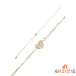 Bracelet en Plaqué Or Carla Nogueres - Cœur Éclatant en Oxyde de Zirconium