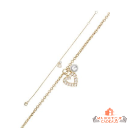 Bracelet Plaqué OR Coeur Perle