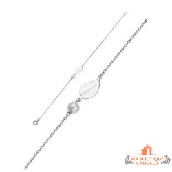 Bracelet Argent Feuille Perle