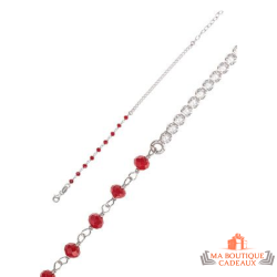 Bracelet Argent Boule Rouge
