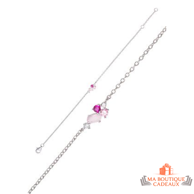Bracelet Carla Nogueres avec Pierre Rose en Oxyde de Zirconium, Garantie 2 ans