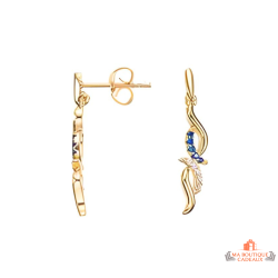 Boucles d'Oreilles Plaqué Or avec Symbole Infini et Pierres Bleues