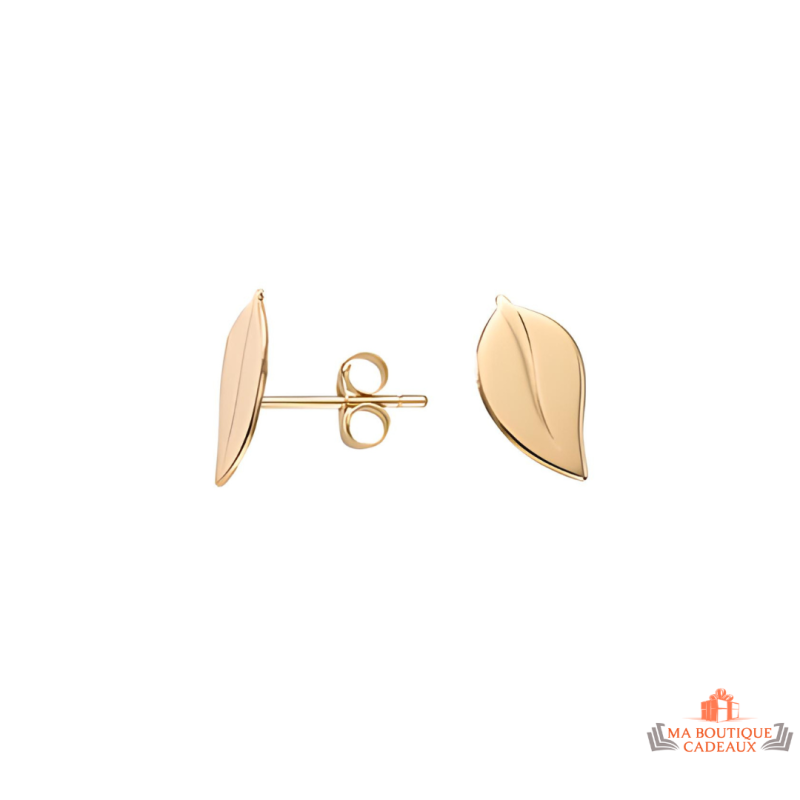 Boucles d'Oreilles en Plaqué OR Feuille - Carla Nogueres - Garantie 2 ans