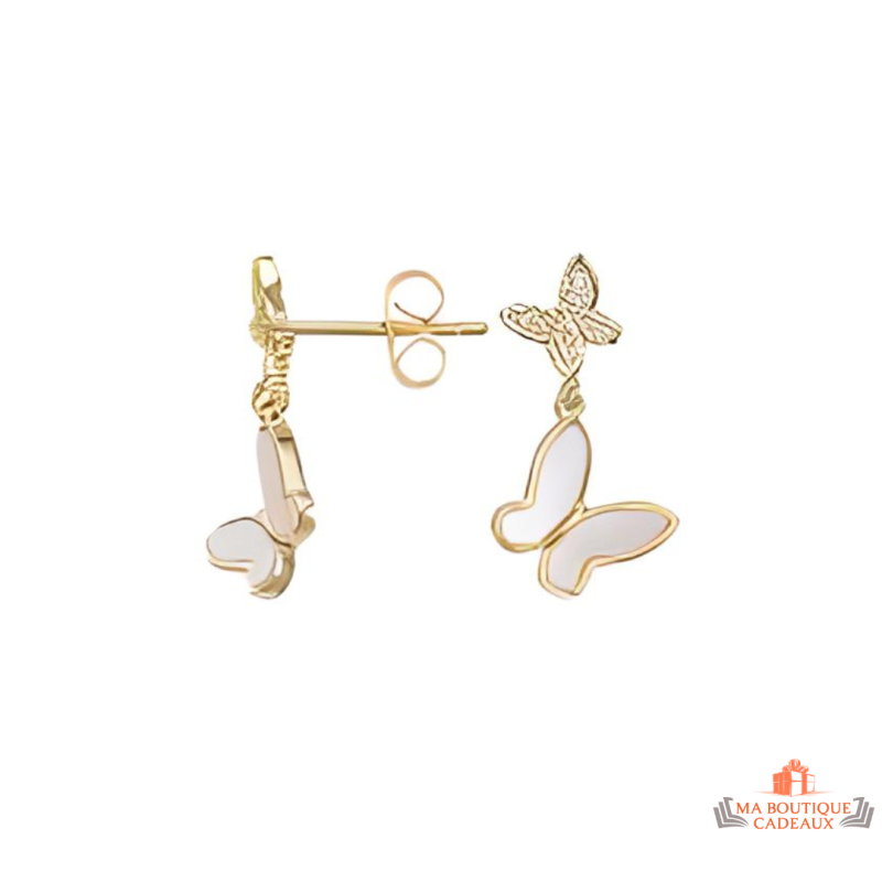 Boucles d'Oreilles Papillon en Plaqué Or - Carla Nogueres - Garantie 2 ans