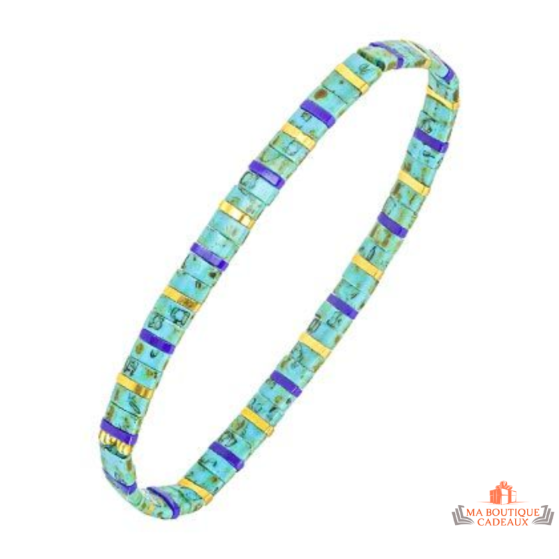Bracelet extensible femme Carla Nogueres avec cristaux japonais multicolores