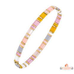 Bracelet extensible femme Carla Nogueres avec cristaux japonais multicolores
