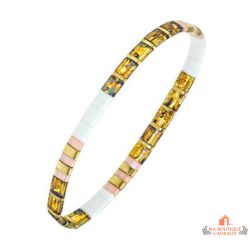 Bracelet extensible femme Carla Nogueres avec cristaux japonais multicolores