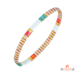 Bracelet extensible femme Carla Nogueres avec cristaux japonais multicolores