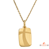 Pendentif en Plaqué Or avec Motif Rectangle et Croix Carla Nogueres