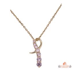 Pendentif en Plaqué Or avec Nœud et Oxyde de Zirconium Rose Carla Nogueres