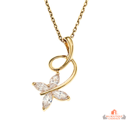 Pendentif en Plaqué Or avec Fleur en Oxyde de Zirconium