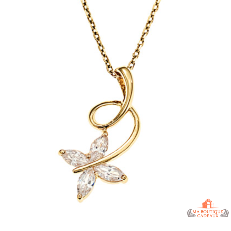 Pendentif en Plaqué Or avec Fleur en Oxyde de Zirconium