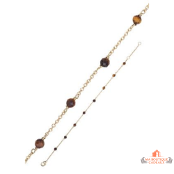 Bracelet en Plaqué Or Carla Nogueres - Élégance Naturelle avec Œil de Tigre