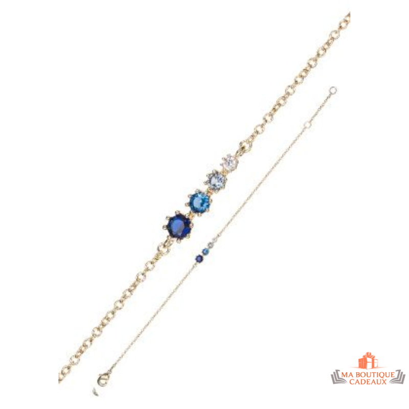 Bracelet en Plaqué Or Carla Nogueres - Nuances de Bleu en Oxyde de Zirconium pour Femmes - Garantie 2 ans