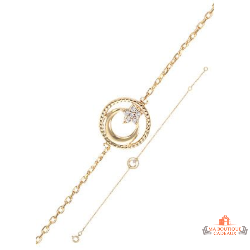 Bracelet en Plaqué Or Carla Nogueres - Motif Lune et Étoile - Garantie 2 ans