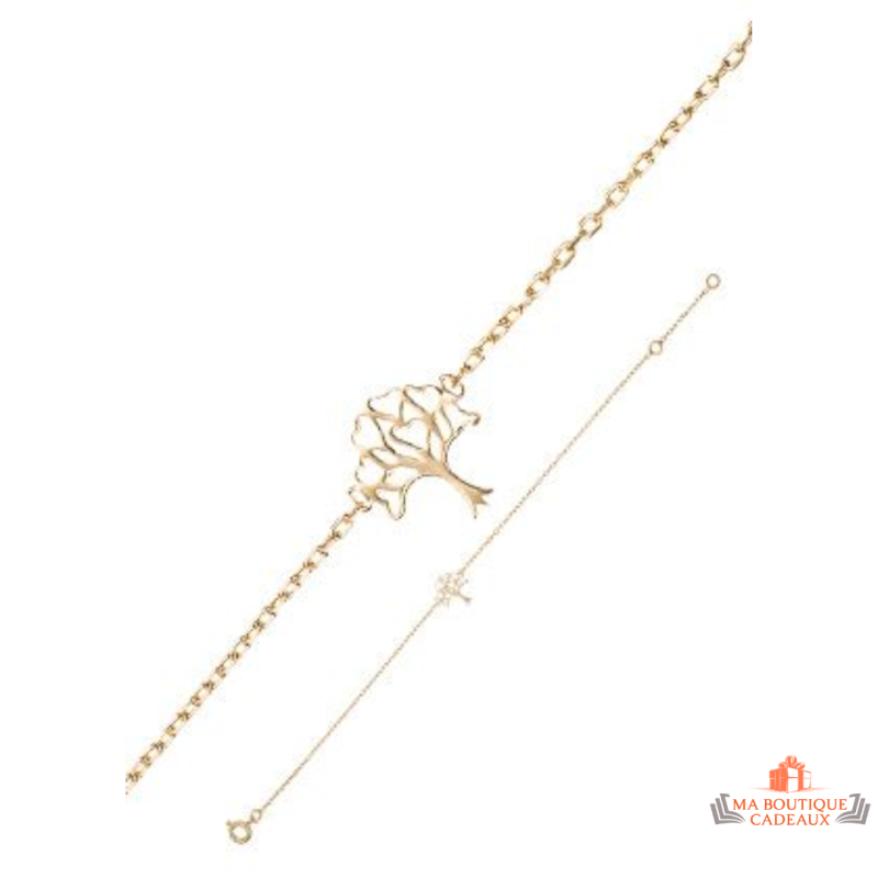 Bracelet en Plaqué Or avec Pendentif Arbre de Vie - Carla Nogueres, garantie 2 ans.