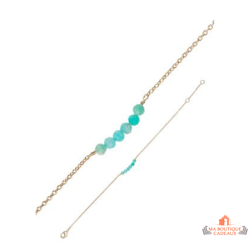 Bracelet en Plaqué Or avec Pierres Amazonite Bleu Turquoise - Carla Nogueres - Garantie 2 ans