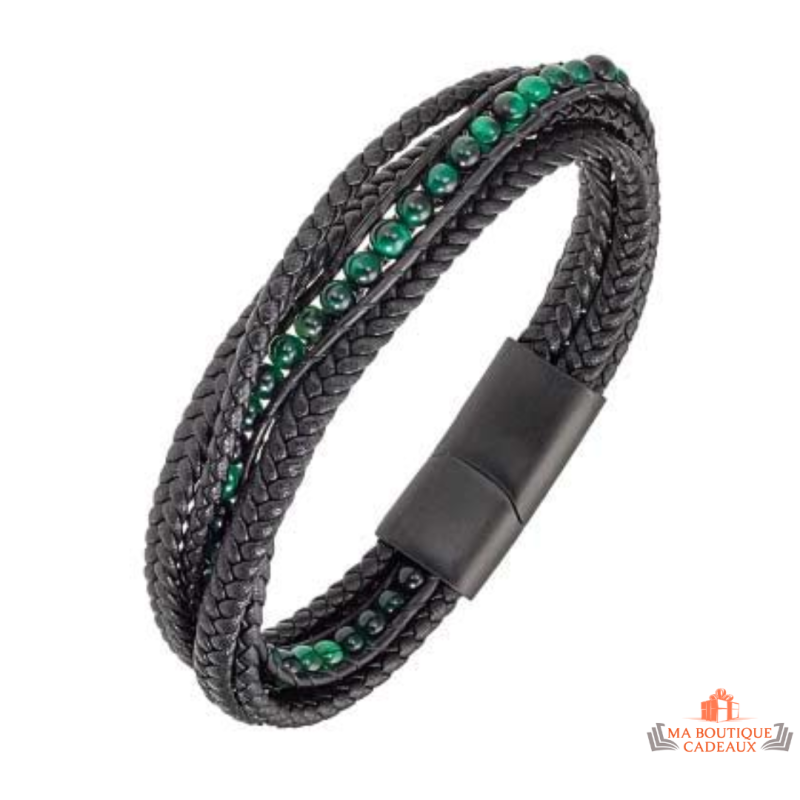 Bracelet Homme en Cuir avec Perles - Carla Nogueres, Garantie 2 ans
