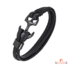 Bracelet Homme en Cuir Noir avec Ancre de Bateau - Carla Nogueres, Garantie 2 ans