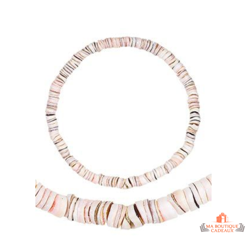 Bracelet Fantaisie Coquillage Rose et Blanc - Carla Nogueres, Garantie 2 ans