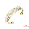 Bracelet Femme en Acier Doré avec Perles Blanches - Carla Nogueres, Garantie 2 ans.