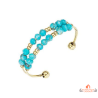 Bracelet Femme en Acier Doré avec Perles Bleu Turquoise - Carla Nogueres, Garantie 2 ans
